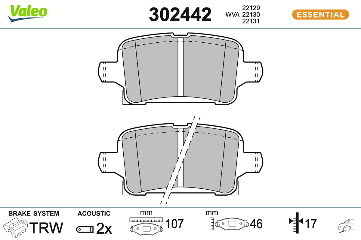 Jeu de 4 plaquettes de frein VALEO ref. 302442